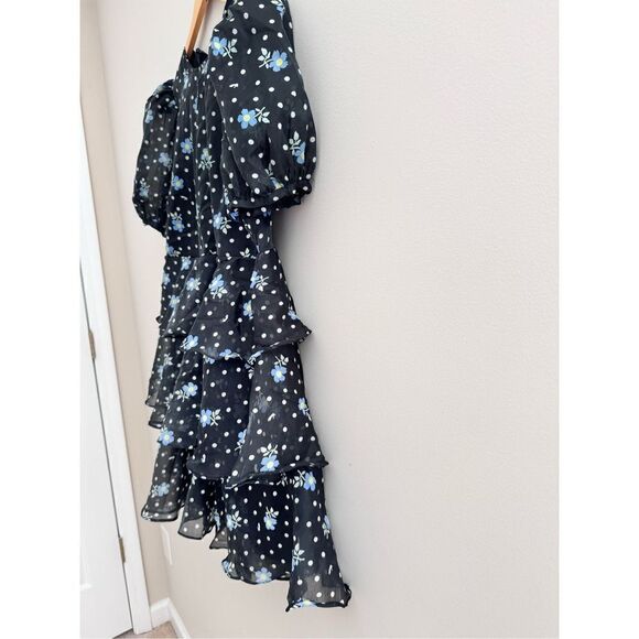 Sandy Liang × Target Women's Floral Print Short Sleeve Tiered Dress Black Sz M - Picture 3 of 7